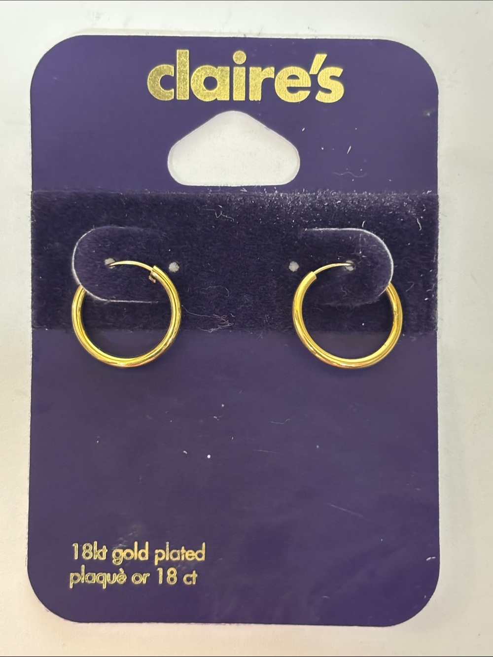 Claire’s Gold Hoop Earrings 18kt Gold Plated